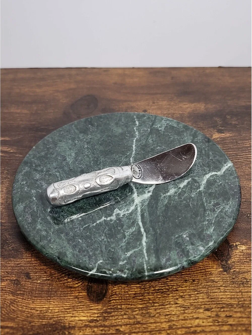 Green Marble Round Cheese Board And Knife Set
